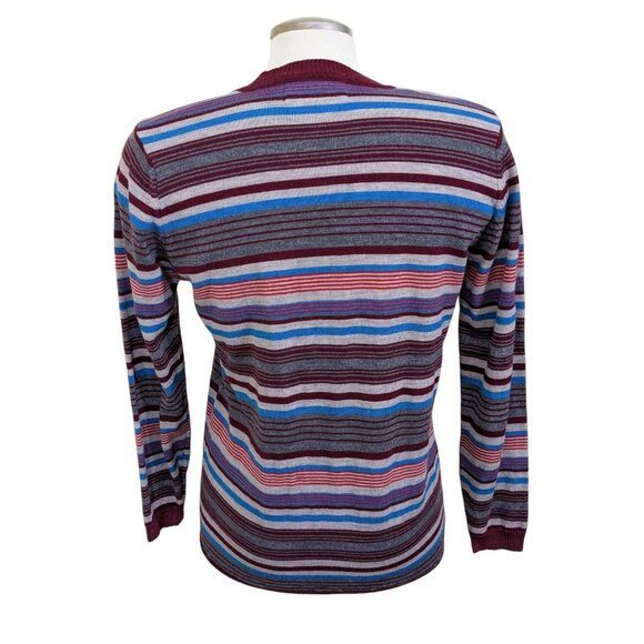 Casablanca Women Merino Wool Cardigan Button Front Euro 38 US 6 Striped Red Blue - Picture 5 of 6